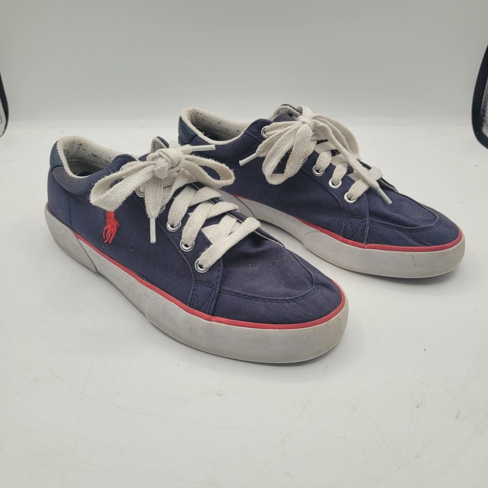 Polo Ralph Lauren Humberto Canvas Sneakers Men's 7.5 Womens 9 Navy Blue Lace Up‎